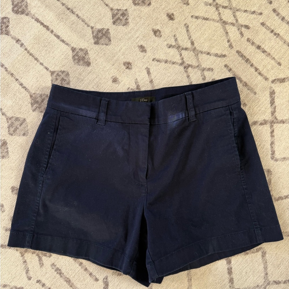 J. Crew Dark Navy High-Waist Chino Shorts